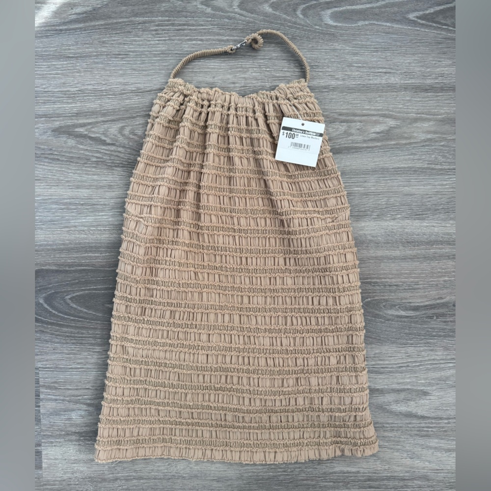 Backless Beige Smocked Halter Top